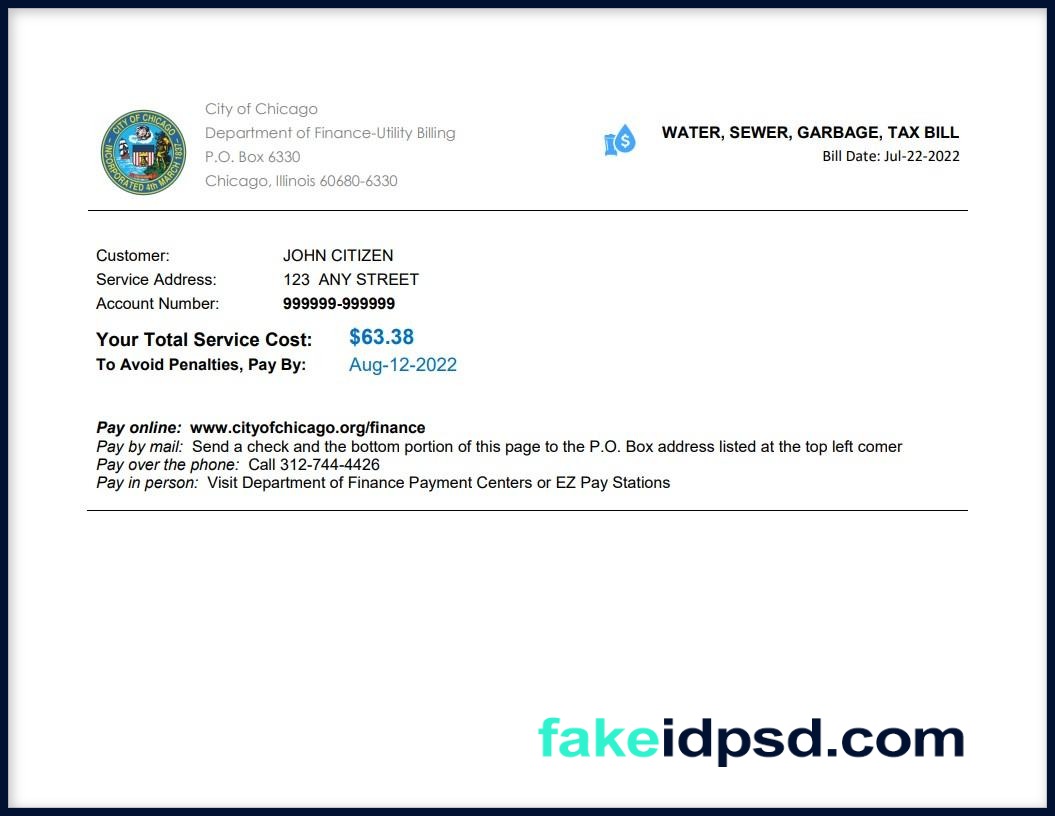 IL [ new utility bill ] USA