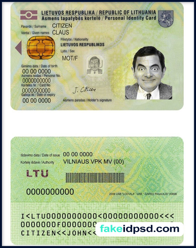 Lithuania ID [LTU] Editable Psd